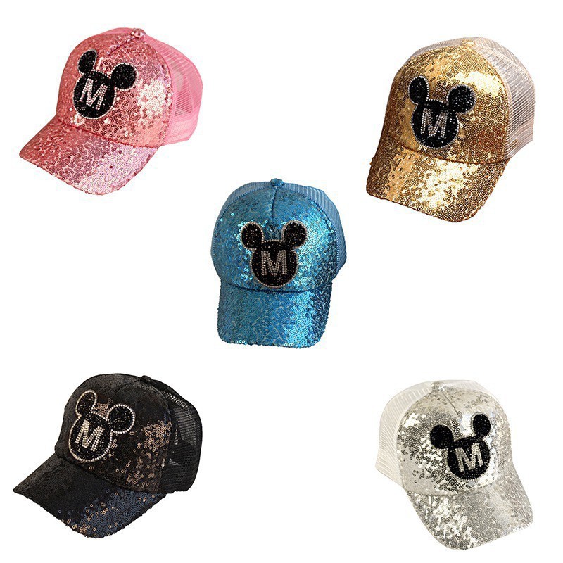 Mũ lưỡi trai đính sequins với thiết kế dễ thương