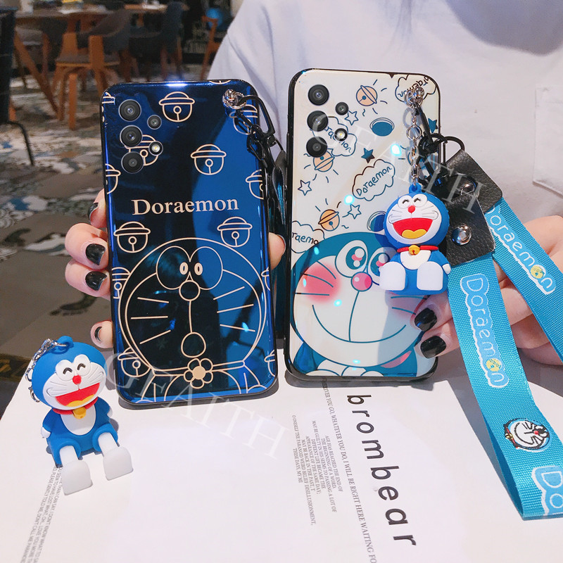 Ốp Điện Thoại Tpu Mềm Hình Doraemon Có Dây Đeo Cổ Và Búp Bê Cho Samsung Galaxy A32 A52 A72 4g 5g 2021