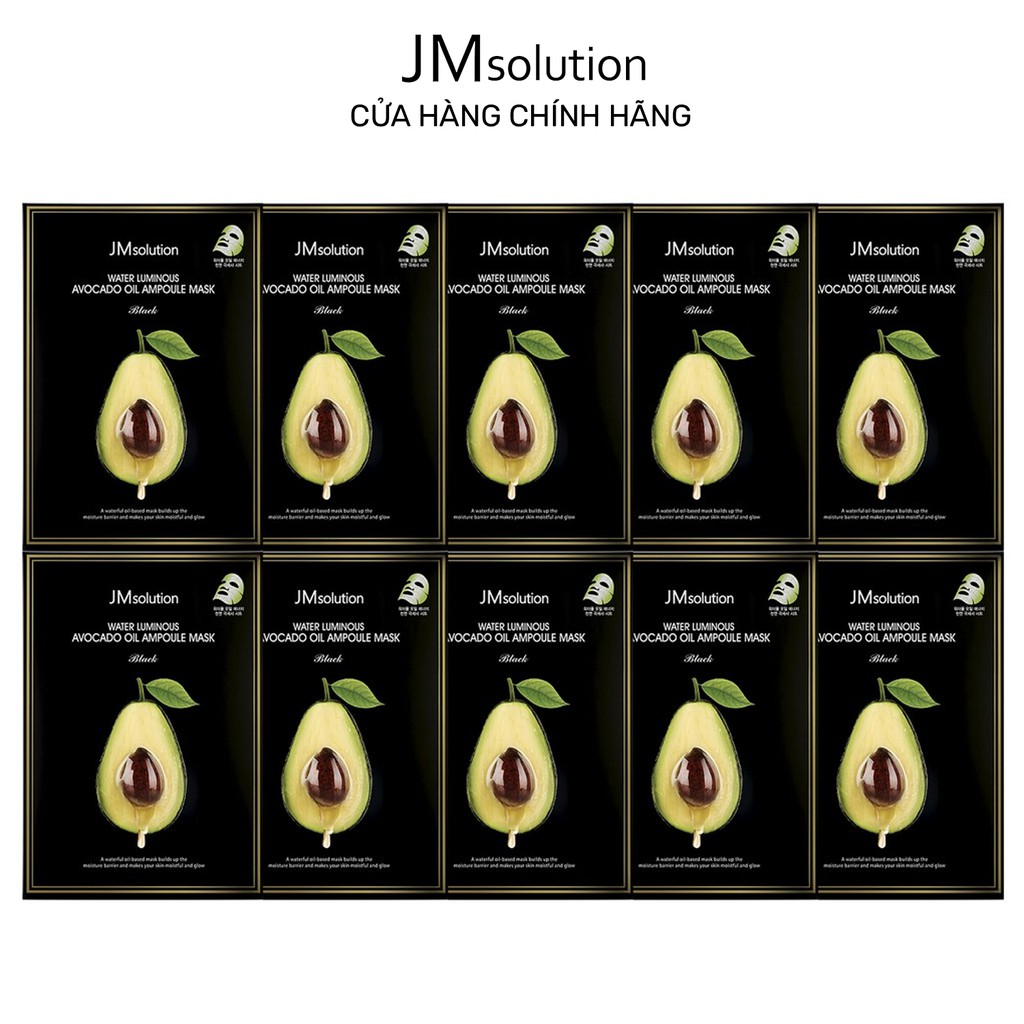 Combo 10 Mặt Nạ Dưỡng Ẩm Và Dưỡng Sáng Jmsolution Water Luminous Avocado Oil Ampoule Mask 35ml x 10