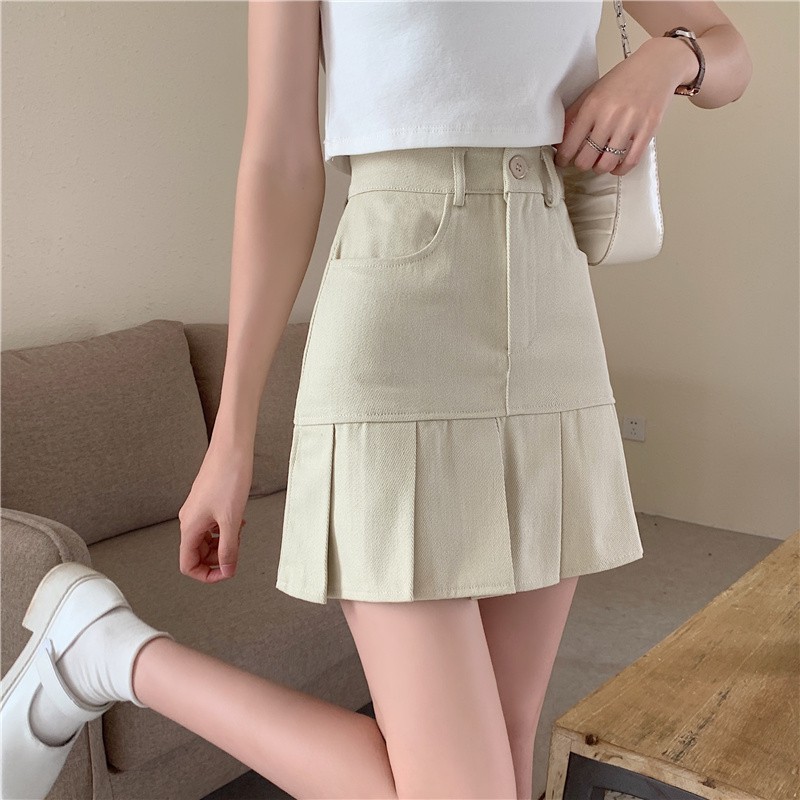 Chân Váy Chữ A Xếp Ly Phong Cách Retro Hàn Quốc 2 Màu Lựa Chọn | BigBuy360 - bigbuy360.vn