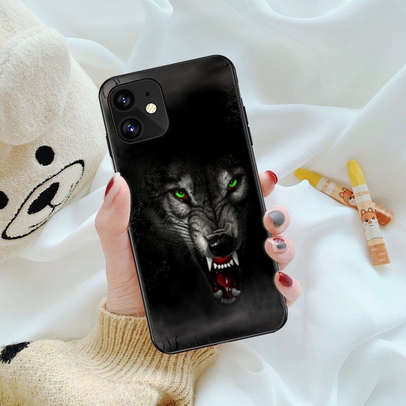 Ốp Điện Thoại Hình Sói Cho iPhone 11 XR XS 5 5S 6 6S 7 / 8 / SE 2020 Plus
