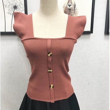 Áo Dệt Kim Không Tay Màu Sắc Đơn Giản Phong Cách Hàn Quốc Thời Trang Mùa Hè Cho Nữ