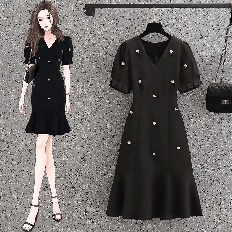 🌸Hàng Order(Sẵn 2XL)🌸Váy Đầm Bigsize Cổ V Đuôi Cá Đính Hoa Ngọc Sexy Sành Điệu🌸Hàng Quảng Châu