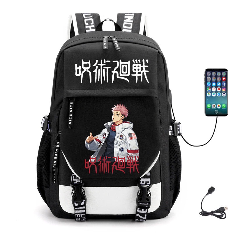 Balo Đựng Laptop in hình Jujutsu Kaisen Chú Thuật Hồi Chiến ver CHỮ DÀI anime chibi cặp sách nam nữ đi học