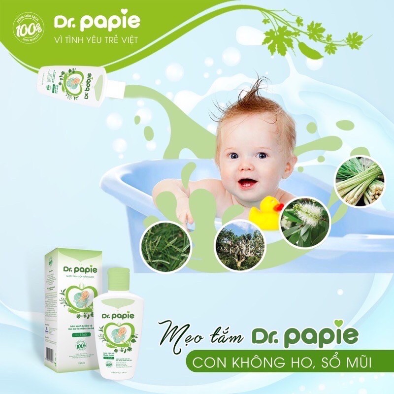 Nước Tắm Gội Thảo Dược Dr.Papie 230ml cho bé từ 0-3 tuổi