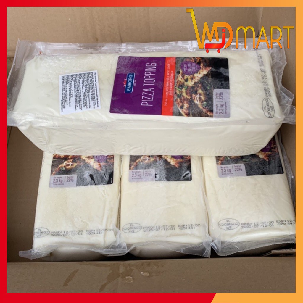Phô mai PIZZA TOPPING kéo sợi Đan mạch tảng 2,3kg dùng làm Pizza, Phô mai que, hotdog,...