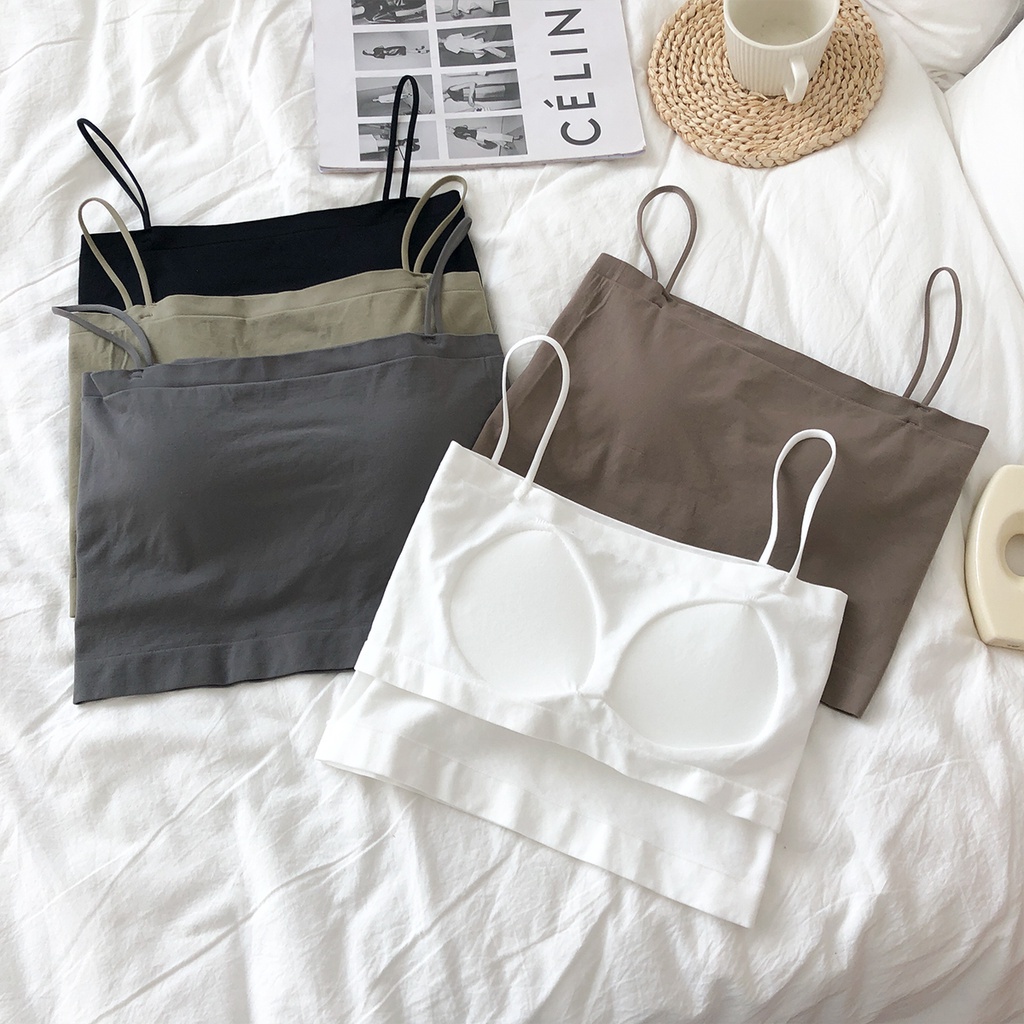 Áo Bra Hai Dây Có Mút Đệm Dáng Ngắn Thời Trang Quyến Rũ Cho Nữ
