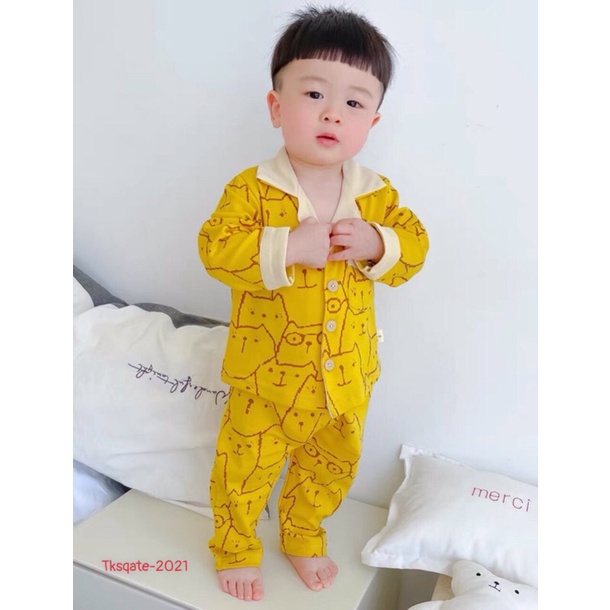 Bộ pyjama ,bộ ngủ dài tay  vải tơ mềm mát cho bé trai bé gái(10-23kg)