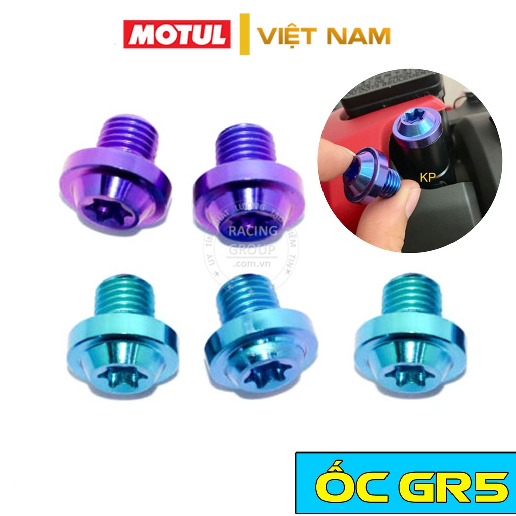 Ốc chân gương, chân kính titan GR5 10li10 đầu dù gắn Wave, Sirus, Winner X, Exciter 150 và nhiều dòng xe tương thích