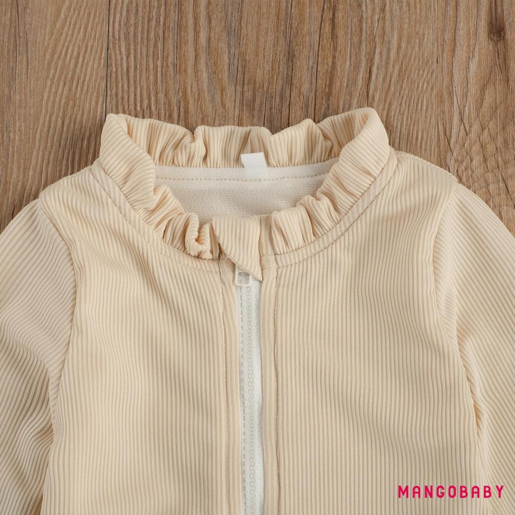 Bộ Đồ Bơi Một Mảnh Tay Dài Màu Trơn Phối Khóa Kéo Xinh Xắn Cho Bé Gái