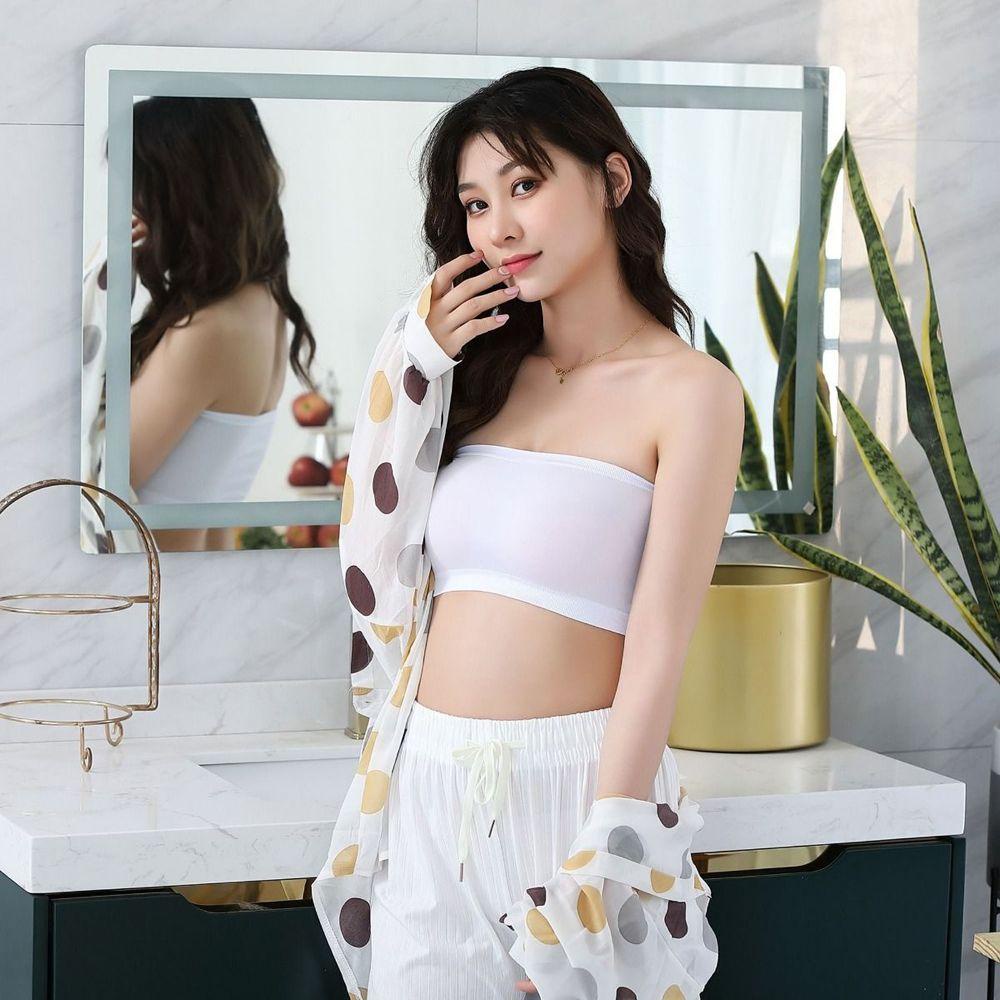 OCEANMAP Áo Croptop Không Dây Màu Trơn Thời Trang Mùa Hè Cho Nữ