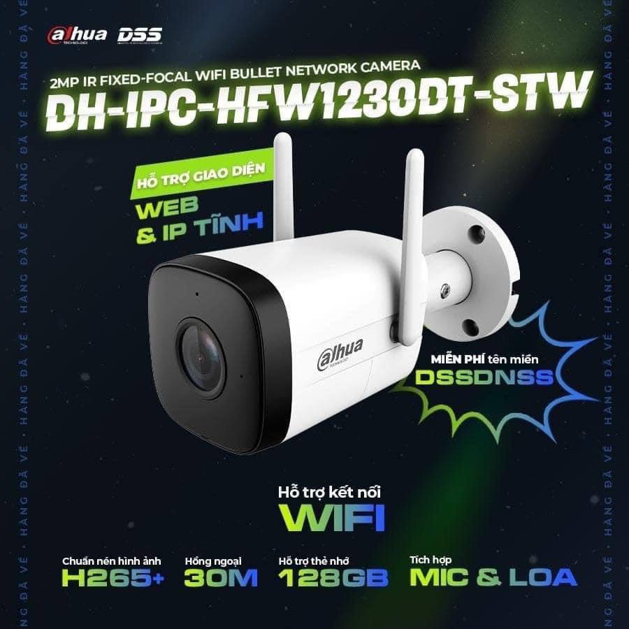 Camera IPC thân 1230DT-STW 2.0MP đàm thoại 2 chiều, kết nối wifi, thích hợp lắp ngoài trời, bảo hành 24 tháng