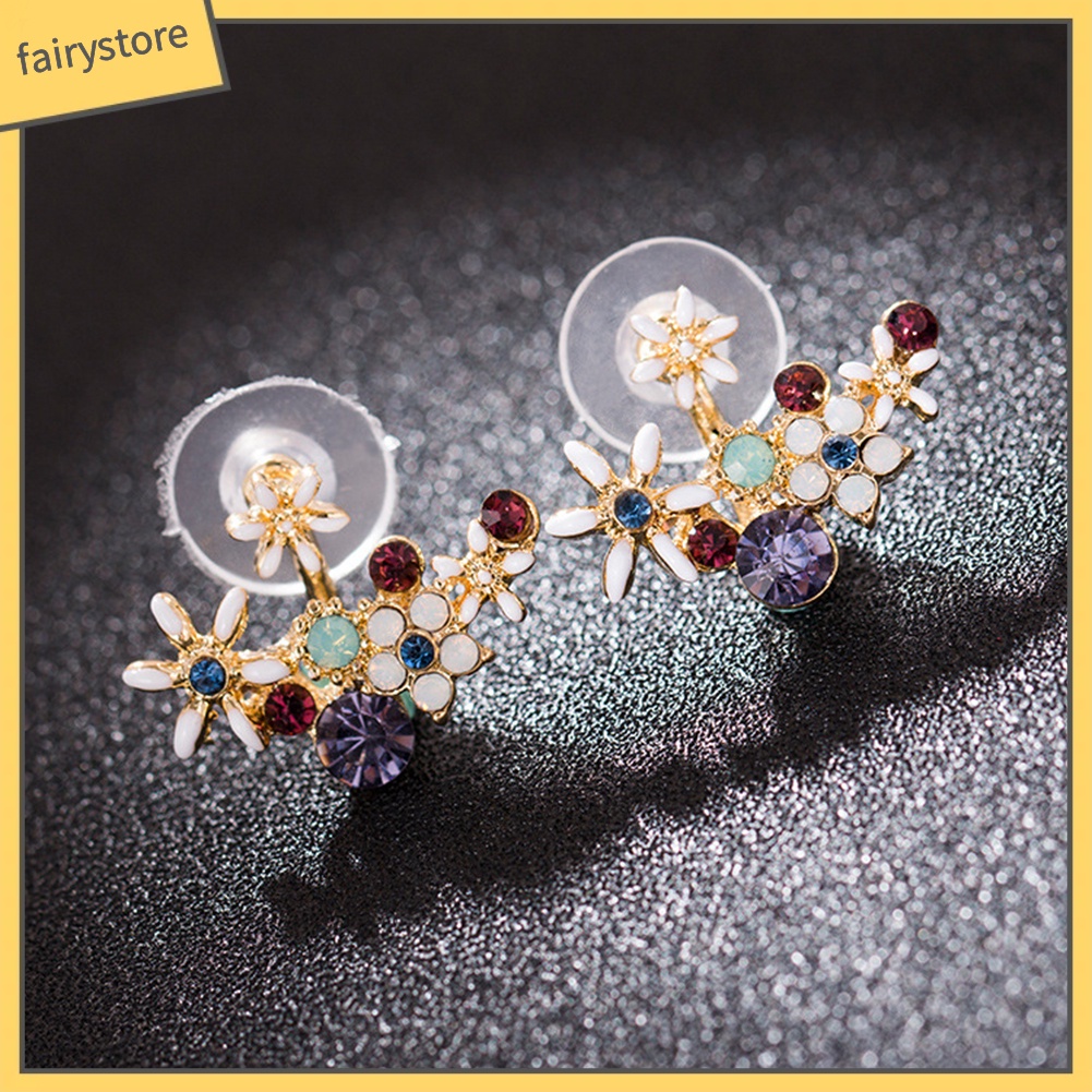 Khuyên Tai Hoa Đính Đá Pha Lê Nhiều Màu độc đáo