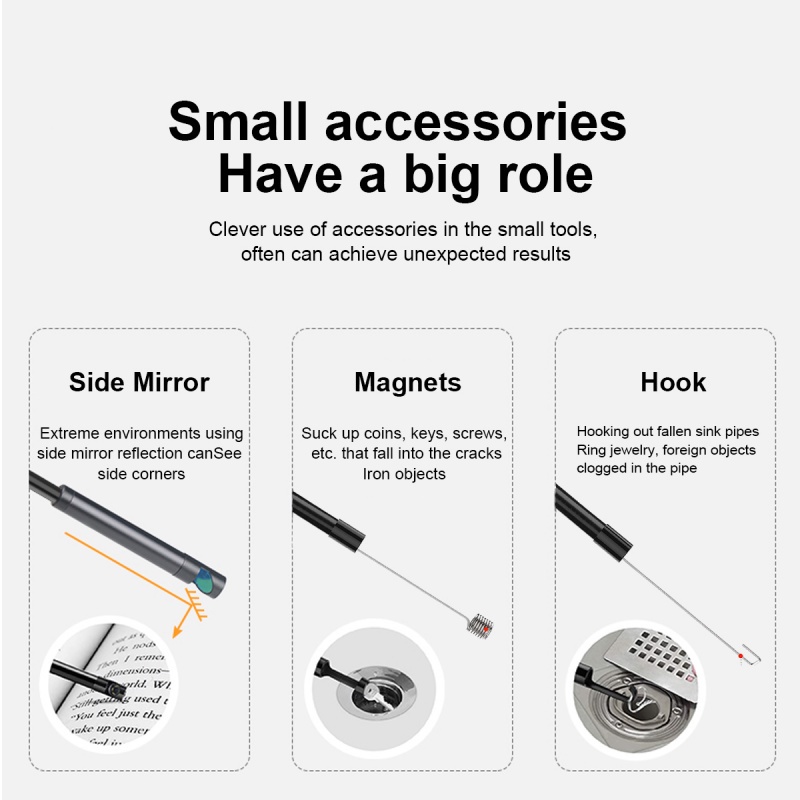 Camera nội soi Ankdno 7mm chống thấm nước IP67 với 6 bóng LED có thể điều chỉnh cổng micro USB chất lượng cao tiện dụng