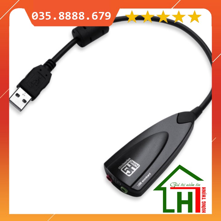 Cáp chuyển USB sound sang âm thanh 3D 7.1 (Đen) Hưng Thịnh computer