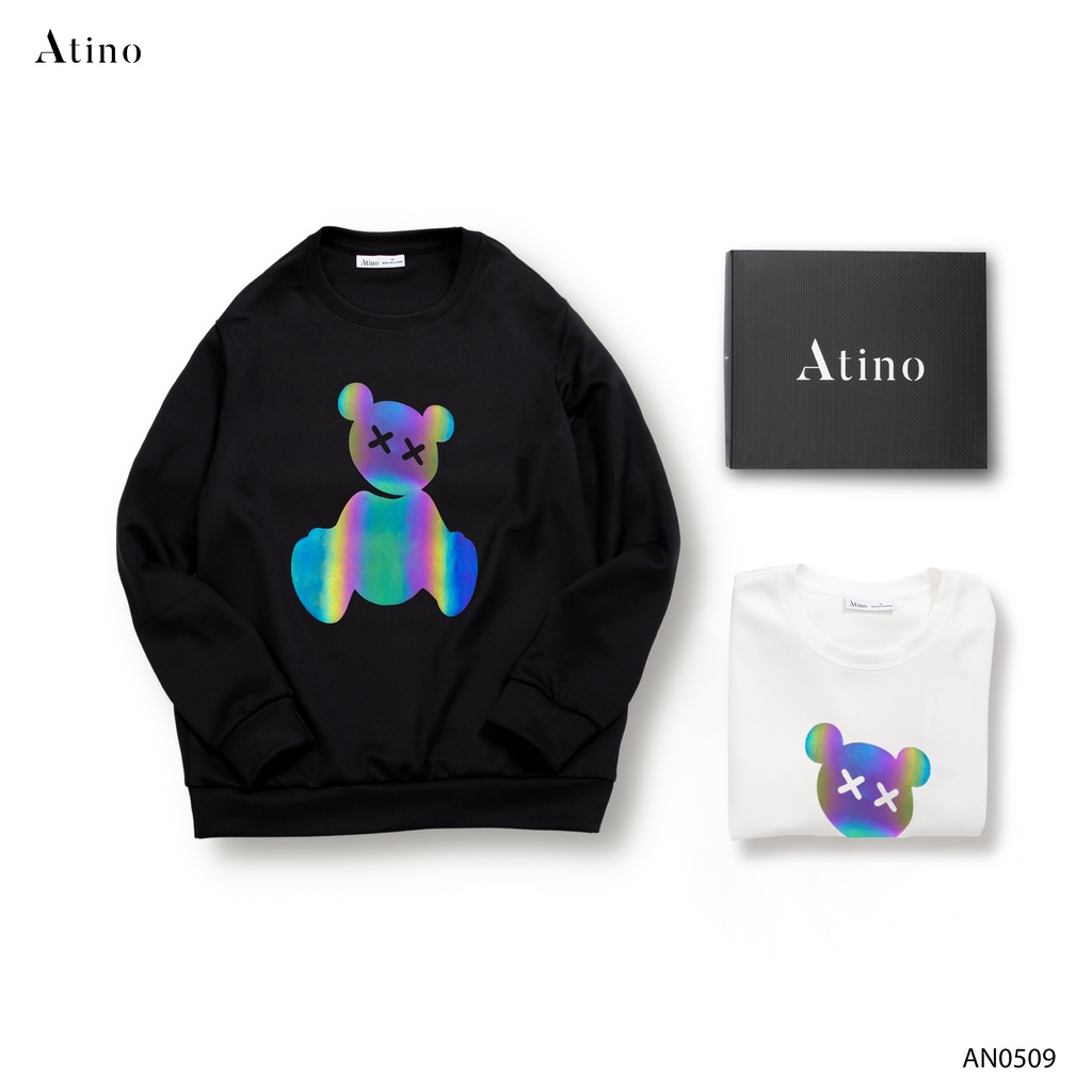 Áo Thun Dài Tay Nam Nữ GAUPHA ATINO In Hình Gấu Phản Quang Chất Liệu Poly 2 Da AN0509