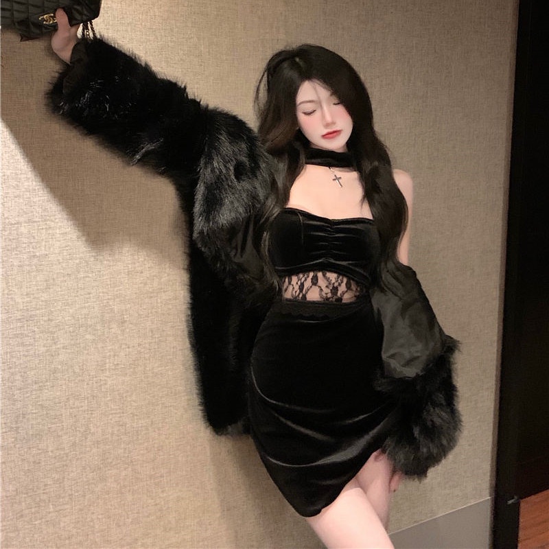 Đầm Mini Hai Dây Viền Ren Thời Trang Mùa Hè Cho Nữ