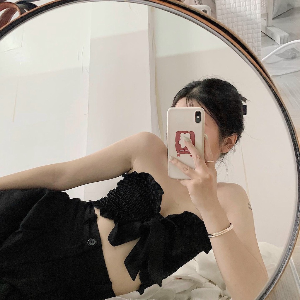 Áo ống nhúm kiểu cột trước ngực xinh sexy