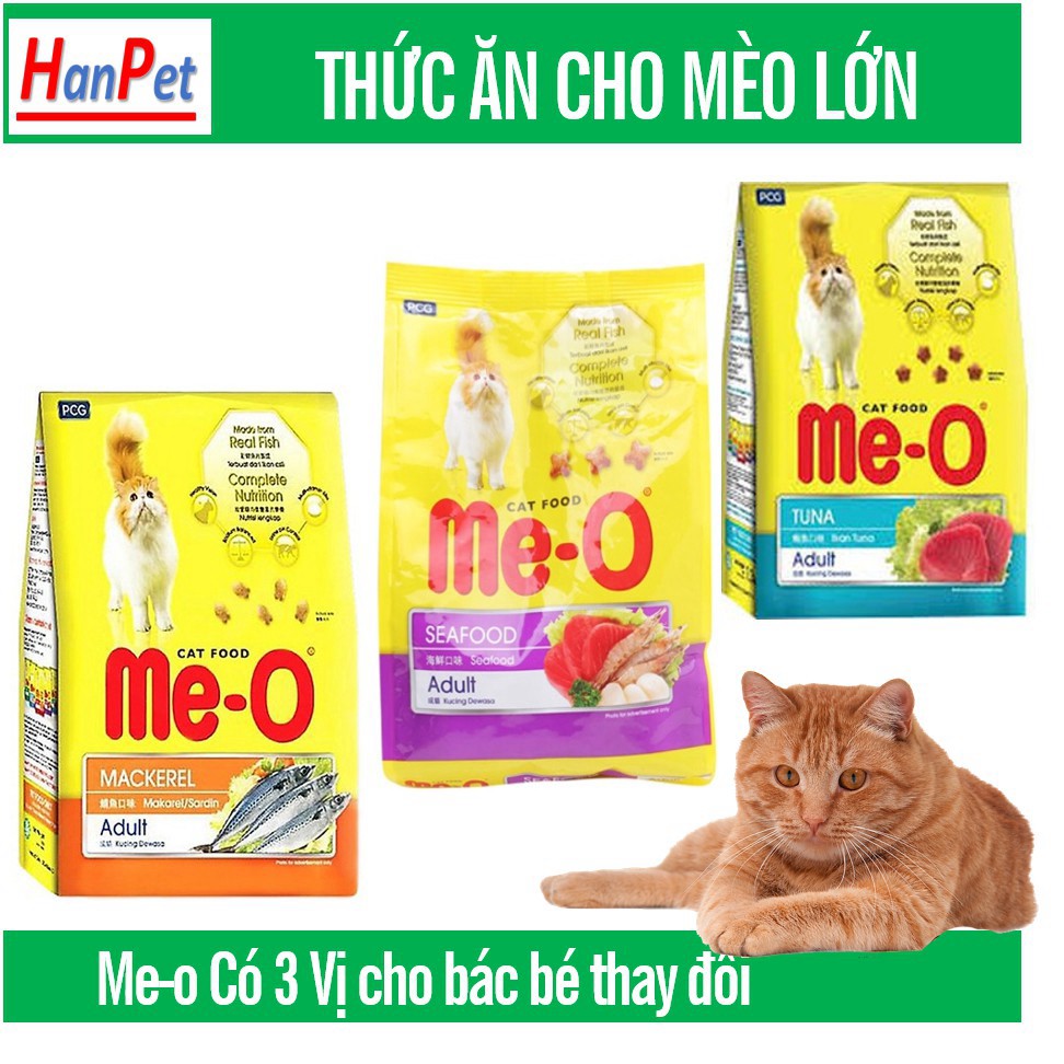 Thức ăn mèo dạng viên cho mèo lớn Me-O 350gr (3 vị ) thức ăn mèo