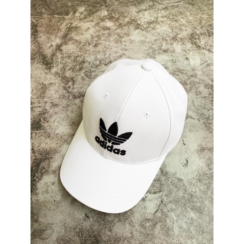 (HÀNG XUẤT XỊN) Nón das trắng logo đen  Trefoil Lo Baseball Cap