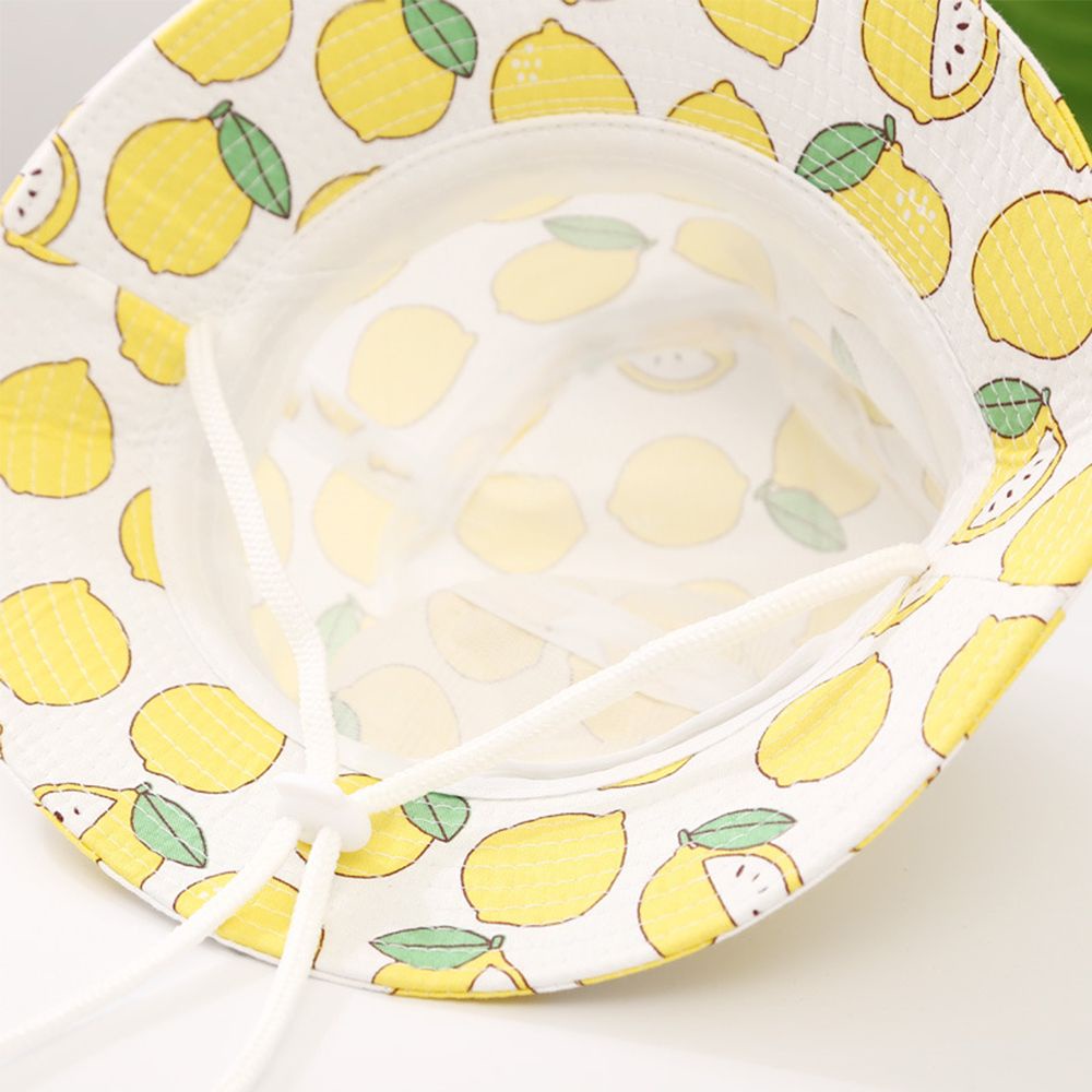 Nón che nắng kiểu ngư dân vành rộng có dây đeo cằm họa tiết quả chanh/ chú thỏ dành cho bé trai và bé gái vào mùa hè