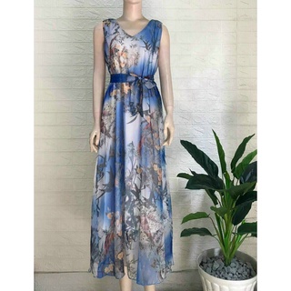 [TRỢ GIÁ] Đầm Xòe Maxi Họa Tiết Hoa Lá