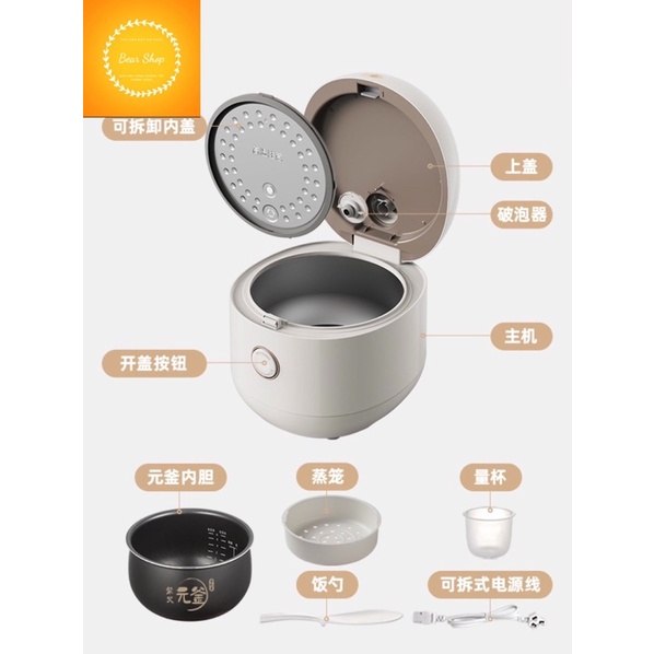 Nồi cơm 3L-4L chính hãng Bear mẫu mới 2022 cho gia đình 3-5 người