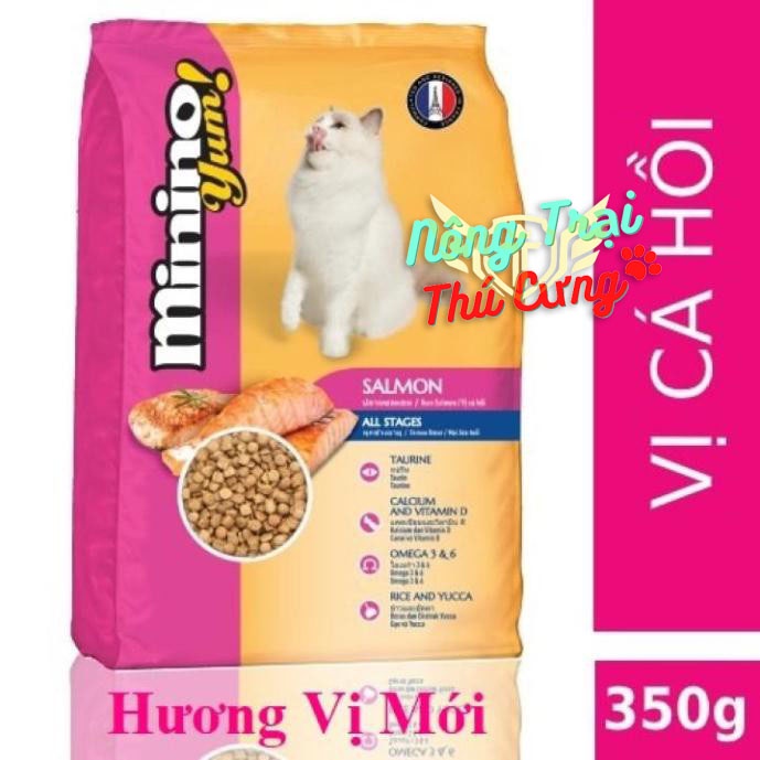 Thức ăn cho mèo Minino Yum Salmon Vị Cá Hồi 350gr/gói | Hạt Cho Mèo Minino