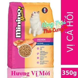 [Mới] Thức ăn cho mèo Minino Yum Salmon Vị Cá Hồi 350gr/gói | Hạt Cho Mèo Minino
