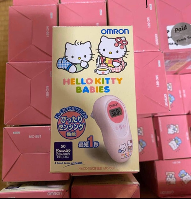 Nhiệt kế đo tai Hello Kitty Omron Nhật bản