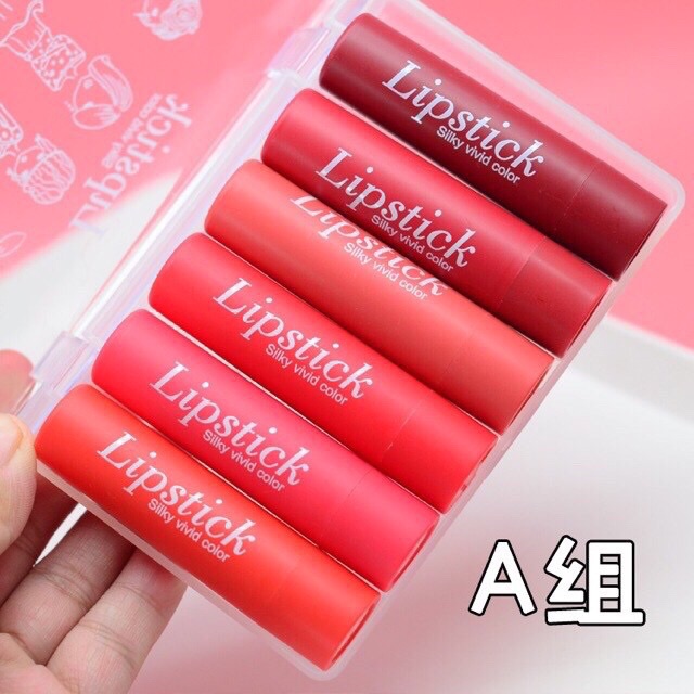 Set 6 Son Thỏi HengFang Lipstick Siiky Vivid Color Chính Hãng HengFang nội địa Trung