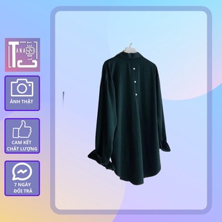 Áo sơ mi trơn tay dài màu xanh lá cây Tanazi Closet