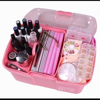 Cốp nhựa đựng đồ nail màu hồng tiện lợi – cốp đựng đồ nail giá rẻ