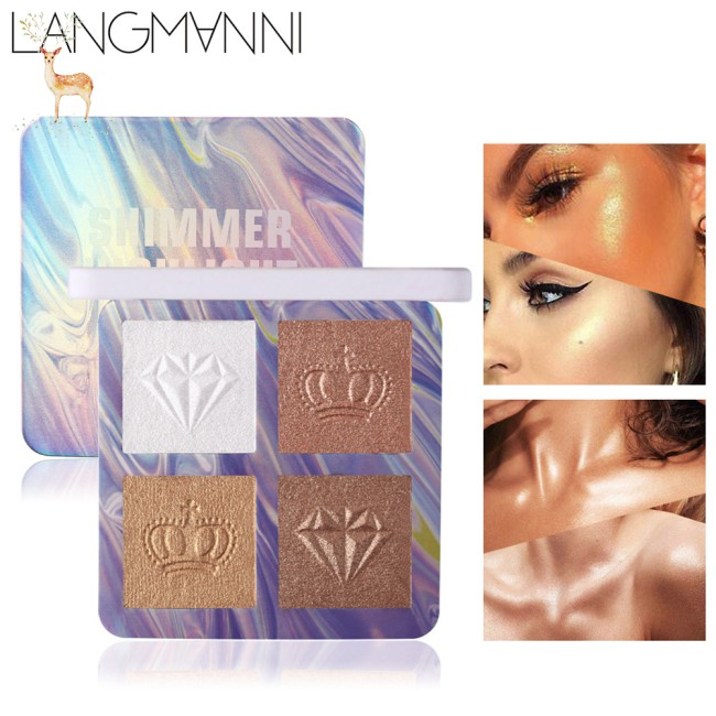 (Hàng Mới Về) Bảng Phấn Mắt 4 Màu Nhũ Lì Sắc Gradient Kháng Nước Lâu Trôi