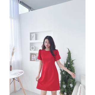 váy cổ tròn cộc tay bồng