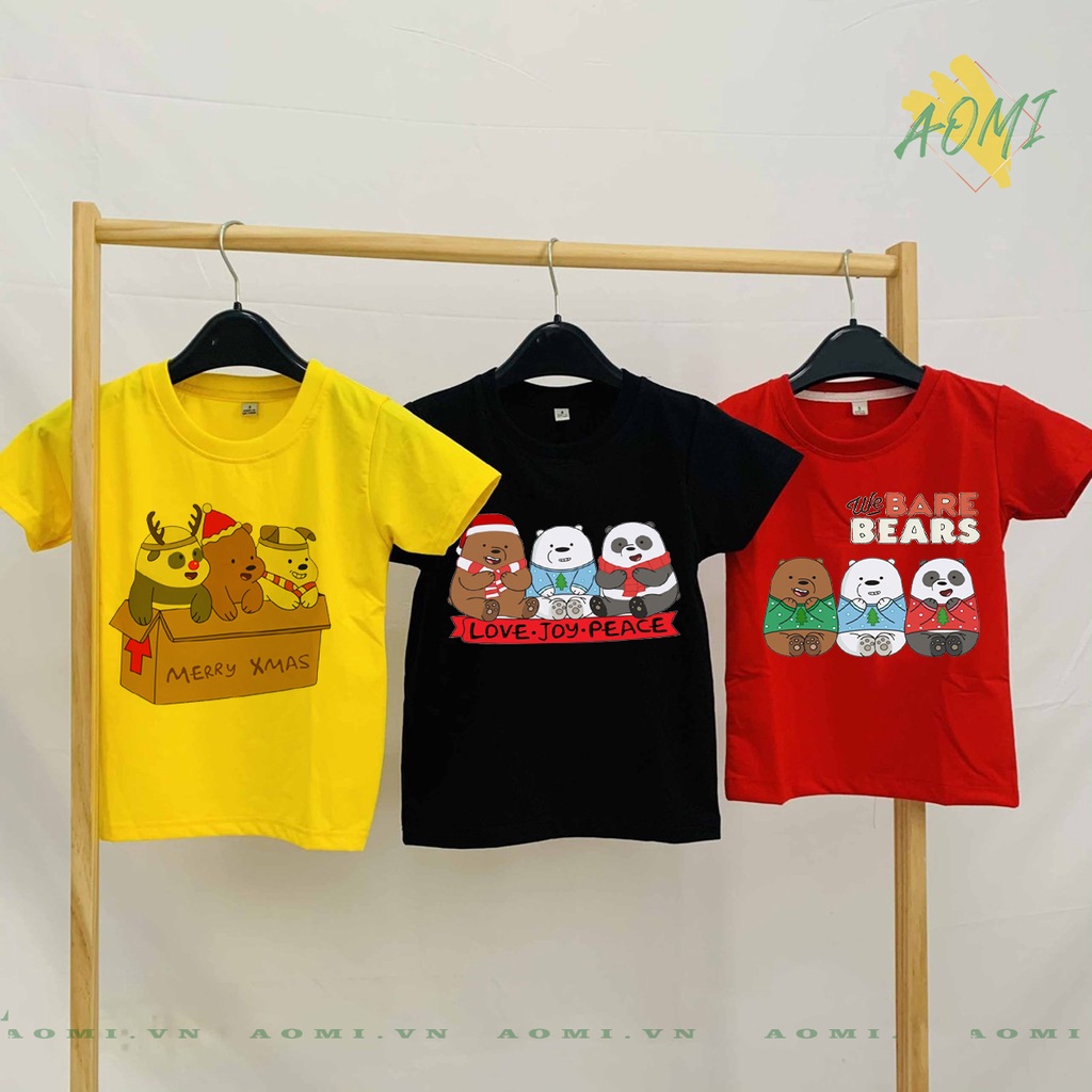 ÁO THUN Kawaii 3 chú gấu we are bear UNISEX PHÔNG VÀNG TAY NGẮN NAM NỮ GIA ĐÌNH CẶP ĐÔI SIZE TRẺ EM BÉ TRAI GÁI AOMIVN