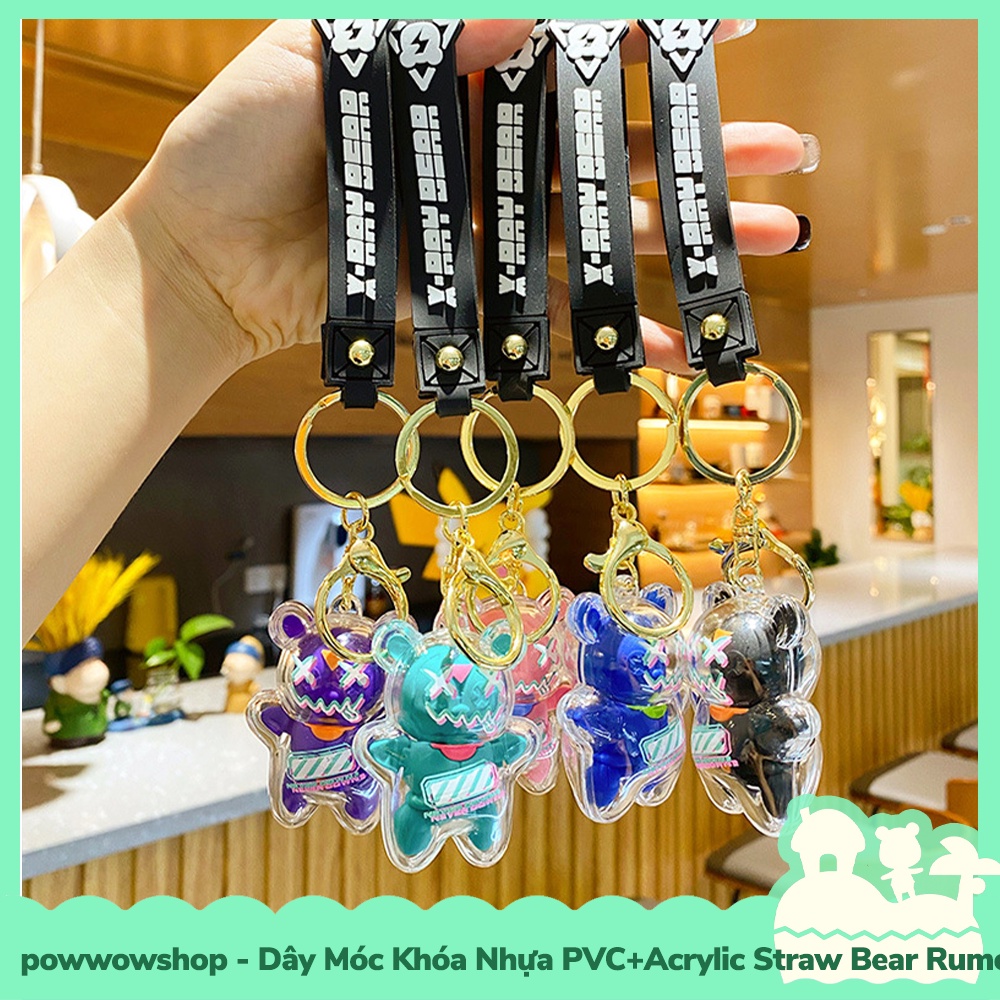 [Sẵn VN - Hỏa Tốc] Dây Móc Khóa Nhựa PVC+PE Mẫu Straw Xray Bear Ballon