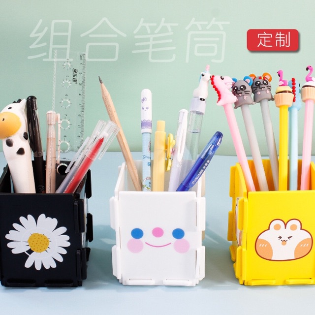 Ống Cắm Bút Dẻo Tự Lắp Ráp Tiện Lợi Nhiều Mẫu Hoạt Hình Xinh Xắn Kệ Đựng Viết Mỹ Phẩm Cute Dành Cho Học Sinh