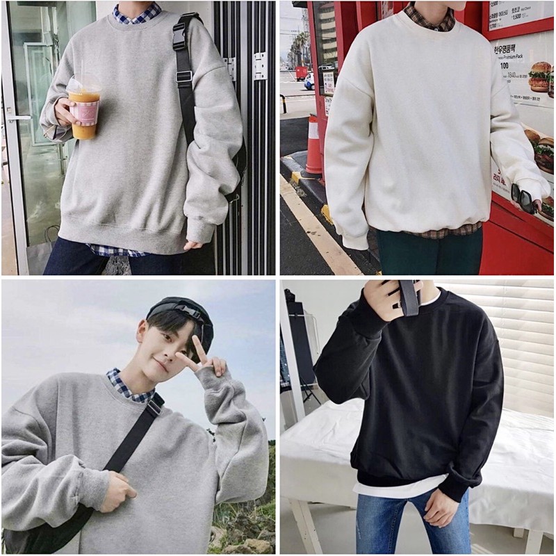 Áo Sweater Vải Nỉ Trơn Tay Dài Unisex Form Rộng Nam Nữ - Liph Store | BigBuy360 - bigbuy360.vn