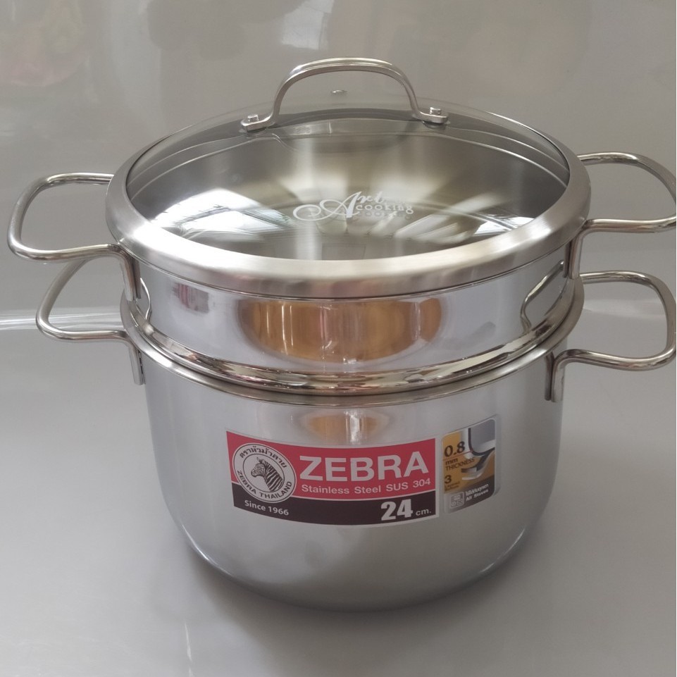 Xửng Hấp Inox Extreme Infinity 3 Đáy 6,2 Lít Nắp KÍnh 24 CM