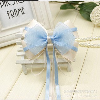 Kẹp tóc voan công sở kết hợp hoa vải handmade cute