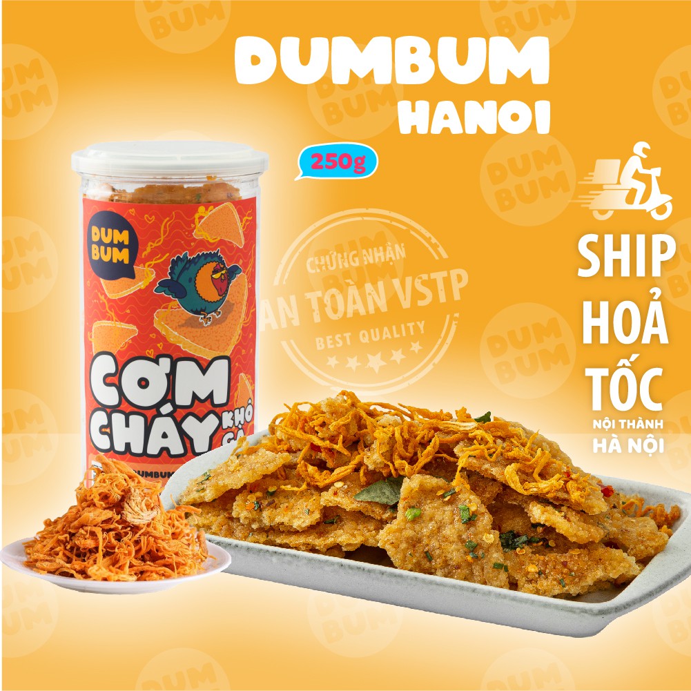 Cơm cháy lắc khô gà 250g Dumbum đồ ăn vặt Hà Nội