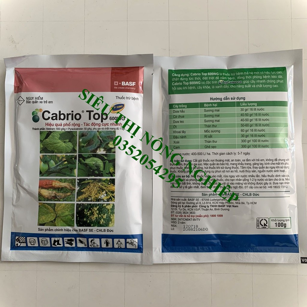 Đặc trị bệnh thán thư cho cây ớt - Cabrio Top 600WG