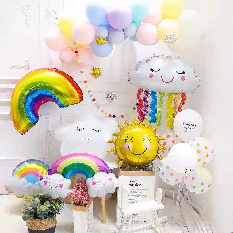 32 inch đám mây cầu vồng dễ thương / mặt trời / mặt trăng / bong bóng lá nhôm bong bóng helium bóng bay bữa tiệc sinh nhật của trẻ em vật tư trang trí đám cưới