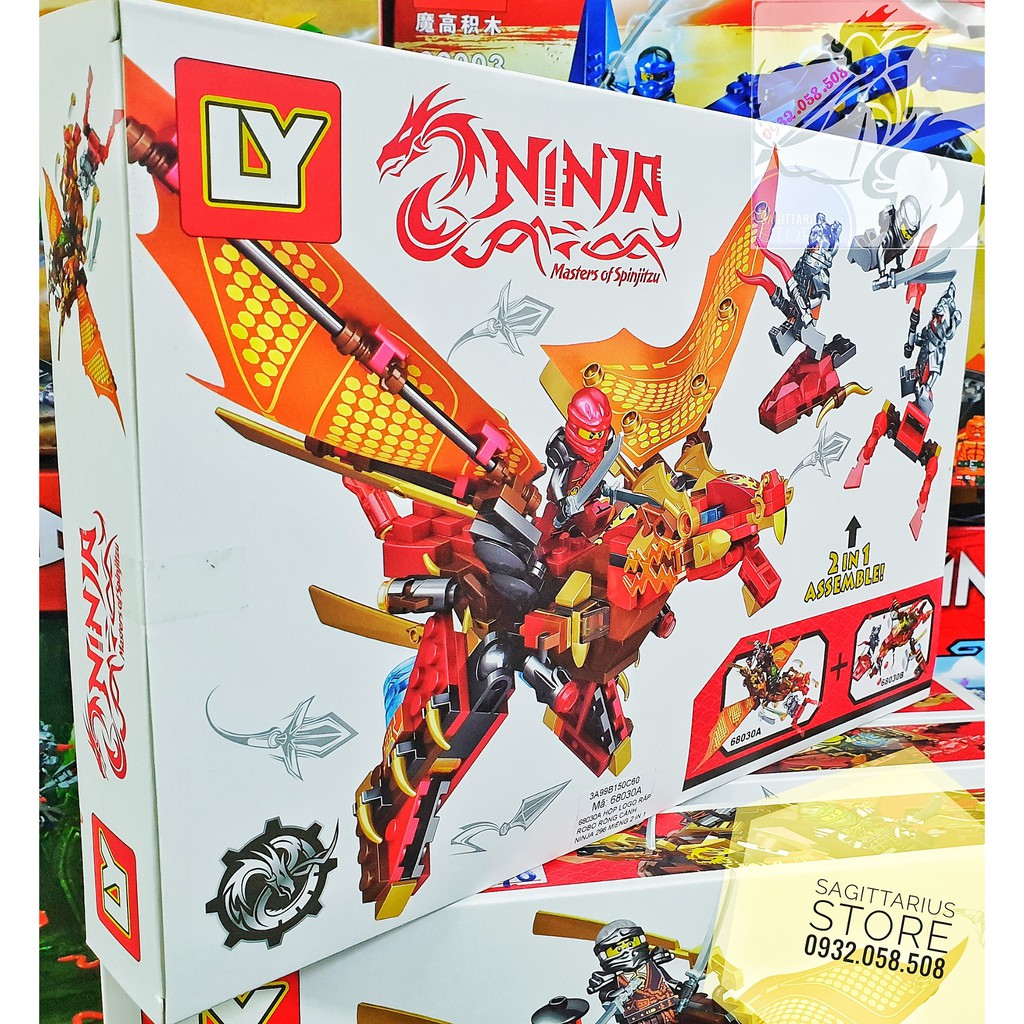 LEGO NINJAGO Lắp Ráp Rồng SAMURAI Có Cánh FULL 2 COMBO LY-68030A ( 296 Mảnh ) + LY-68030B ( 286 Mảnh )