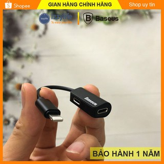 Cáp chuyển đổi lightning Baseus chính hãng L37, 1 lightning sang 2 lightning sạc nhanh 2A hỗ trợ Iphone 7 trở lên
