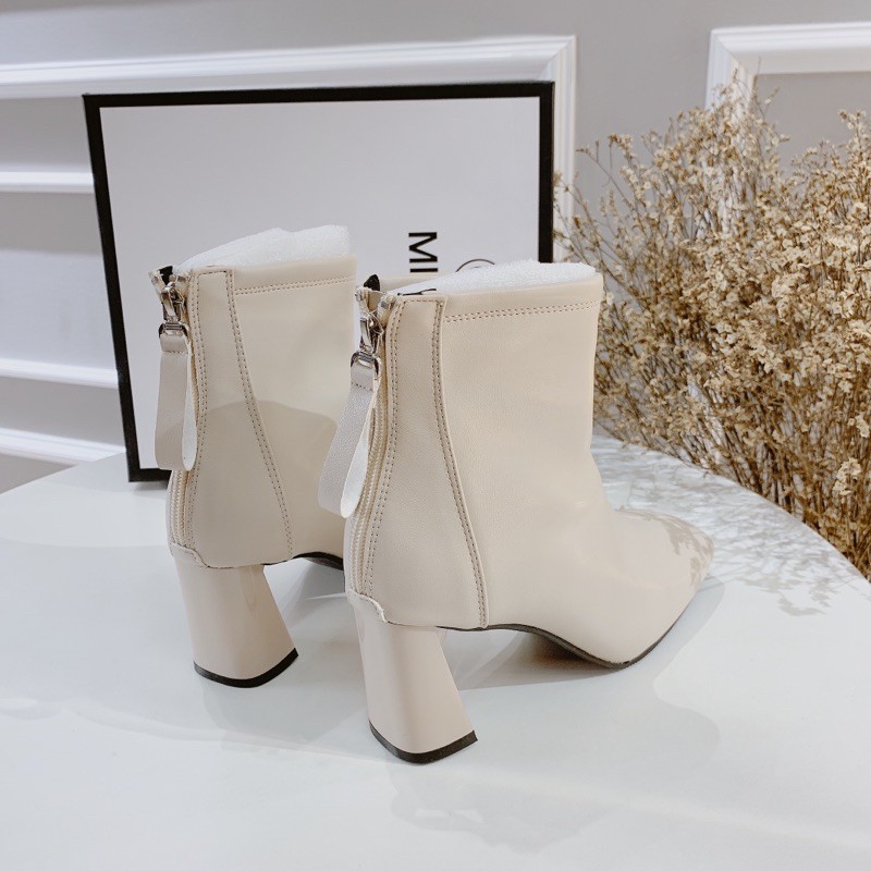 HÀNG FULL BOX CÓ SẴN Boots ngắn cổ da mềm gót 7cm