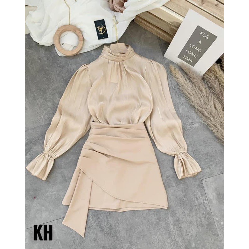 SET ÁO TƠ TAY BÈO MIX CHÂN VÁY VẠT LỆCH | BigBuy360 - bigbuy360.vn