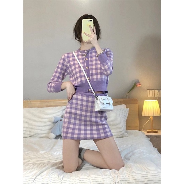 Set len ôm body caro 3 món 🌿