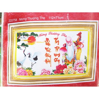 Tranh thêu chữ thập mừng thọ 222758